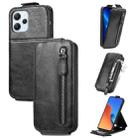 For Xiaomi Redmi 12 Zipper Wallet Vertical Flip Leather Phone Case(Black) - 1