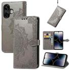 For Ulefone Note 16 Pro Mandala Flower Embossed Leather Phone Case(Grey) - 1