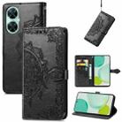 For Huawei Enjoy 60 Pro / nova 11i Mandala Flower Embossed Leather Phone Case(Black) - 1