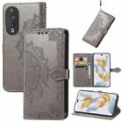 For Honor 90 Pro 5G Mandala Flower Embossed Leather Phone Case(Grey) - 1