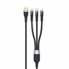 TOTU CB-8-3 100W 3 in 1 USB to 8 Pin+Type-C+Micro USB Transparent Braided Data Cable, Length: 1.5m - 1