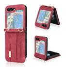 For Samsung Galaxy Z Flip5 5G Crossbody Siamese Leather Phone Case with Lanyard(Red) - 1