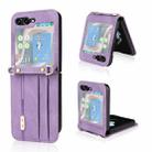 For Samsung Galaxy Z Flip5 5G Crossbody Siamese Leather Phone Case with Lanyard(Purple) - 1