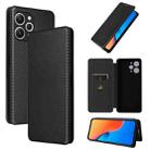 For Xiaomi Redmi 12 4G Carbon Fiber Texture Flip Leather Phone Case(Black) - 1