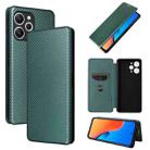 For Xiaomi Redmi 12 4G Carbon Fiber Texture Flip Leather Phone Case(Green) - 1