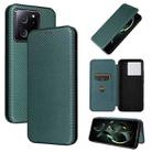 For Xiaomi Redmi K60 Ultra Carbon Fiber Texture Flip Leather Phone Case(Green) - 1