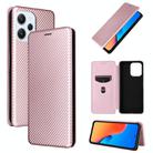 For Xiaomi Redmi 12R / Poco M6 Pro Carbon Fiber Texture Flip Leather Phone Case(Pink) - 1