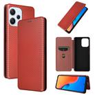 For Xiaomi Redmi 12R / Poco M6 Pro Carbon Fiber Texture Flip Leather Phone Case(Brown) - 1