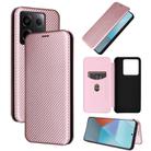 For Xiaomi Redmi Note 13 Pro Carbon Fiber Texture Flip Leather Phone Case(Pink) - 1
