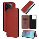 For Xiaomi Redmi Note 13 Pro Carbon Fiber Texture Flip Leather Phone Case(Brown) - 1