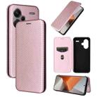 For Xiaomi Redmi Note 13 Pro+ 5G Carbon Fiber Texture Flip Leather Phone Case(Pink) - 1