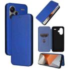 For Xiaomi Redmi Note 13 Pro+ 5G Carbon Fiber Texture Flip Leather Phone Case(Blue) - 1