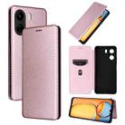 For Xiaomi Redmi 13C Carbon Fiber Texture Flip Leather Phone Case(Pink) - 1