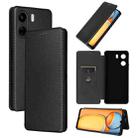 For Xiaomi Redmi 13C Carbon Fiber Texture Flip Leather Phone Case(Black) - 1