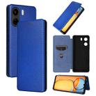 For Xiaomi Redmi 13C Carbon Fiber Texture Flip Leather Phone Case(Blue) - 1