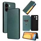 For Xiaomi Redmi 13C Carbon Fiber Texture Flip Leather Phone Case(Green) - 1