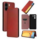 For Xiaomi Redmi 13C Carbon Fiber Texture Flip Leather Phone Case(Brown) - 1