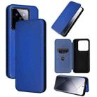 For Xiaomi 14 Pro Carbon Fiber Texture Flip Leather Phone Case(Blue) - 1