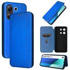 For Xiaomi Redmi Note 13 4G Carbon Fiber Texture Flip Leather Phone Case(Blue) - 1