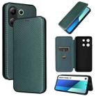 For Xiaomi Redmi Note 13 4G Carbon Fiber Texture Flip Leather Phone Case(Green) - 1