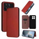 For Xiaomi Redmi K70E 5G Carbon Fiber Texture Flip Leather Phone Case(Brown) - 1