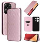 For Xiaomi Redmi Note 13 Pro / M6 Pro 4G Carbon Fiber Texture Flip Leather Phone Case(Pink) - 1