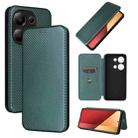 For Xiaomi Redmi Note 13 Pro / M6 Pro 4G Carbon Fiber Texture Flip Leather Phone Case(Green) - 1