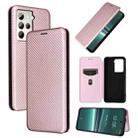 For HTC U23 Pro Carbon Fiber Texture Flip Leather Phone Case(Pink) - 1