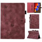 For Samsung Galaxy Tab S7+ / S8+ Staff Music Embossed Leather Tablet Case(Wine Red) - 1