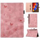 For Samsung Galaxy Tab S7+ / S8+ Staff Music Embossed Leather Tablet Case(Pink) - 1