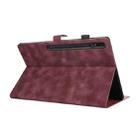 For Samsung Galaxy Tab S8 Ultra X900 Staff Music Embossed Leather Tablet Case(Wine Red) - 4