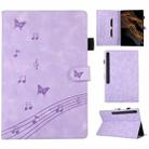 For Samsung Galaxy Tab S8 Ultra X900 Staff Music Embossed Leather Tablet Case(Purple) - 1