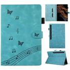 For Samsung Galaxy Tab S8 Ultra X900 Staff Music Embossed Leather Tablet Case(Blue) - 1