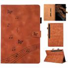 For Samsung Galaxy Tab S8 Ultra X900 Staff Music Embossed Leather Tablet Case(Brown) - 1