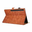 For Samsung Galaxy Tab S8 Ultra X900 Staff Music Embossed Leather Tablet Case(Brown) - 4