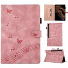 For Samsung Galaxy Tab S8 Ultra X900 Staff Music Embossed Leather Tablet Case(Pink) - 1
