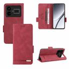 For Realme GT5 5G Magnetic Clasp Leather Phone Case(Red) - 1