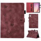 For Lenovo Tab M9 2023 Staff Music Embossed Leather Tablet Case(Wine Red) - 1