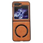 For Samsung Galaxy Z Flip5 Crazy Horse Texture Magnetic Magsafe PU Phone Case(Orange) - 1