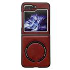 For Samsung Galaxy Z Flip5 Crazy Horse Texture Magnetic Magsafe PU Phone Case(Red) - 1