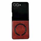 For Samsung Galaxy Z Flip7 5G Crazy Horse Texture Magnetic Magsafe PU Phone Case(Red) - 1