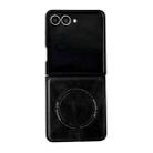 For Samsung Galaxy Z Flip7 5G Crazy Horse Texture Magnetic Magsafe PU Phone Case(Black) - 1