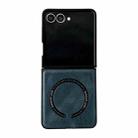 For Samsung Galaxy Z Flip7 5G Crazy Horse Texture Magnetic Magsafe PU Phone Case(Blue) - 1