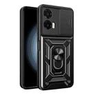 For Motorola Moto G35 5G Global Sliding Camera Cover Design TPU Hybrid PC Phone Case(Black) - 1