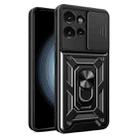 For Motorola Edge 50 5G Sliding Camera Cover Design TPU Hybrid PC Phone Case(Black) - 1