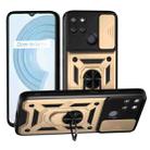 For Realme C21Y / C25Y Sliding Camera Cover Design TPU Hybrid PC Phone Case(Gold) - 1