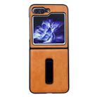 For Samsung Galaxy Z Flip5 Crazy Horse Texture PU Phone Case with Holder(Orange) - 1