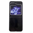 For Samsung Galaxy Z Flip5 Crazy Horse Texture PU Phone Case with Holder(Black) - 1