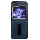 For Samsung Galaxy Z Flip5 Crazy Horse Texture PU Phone Case with Holder(Blue) - 1