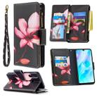 For Huawei P30 Lite Colored Drawing Pattern Zipper Horizontal Flip Leather Case with Holder & Card Slots & Wallet(Lotus) - 1